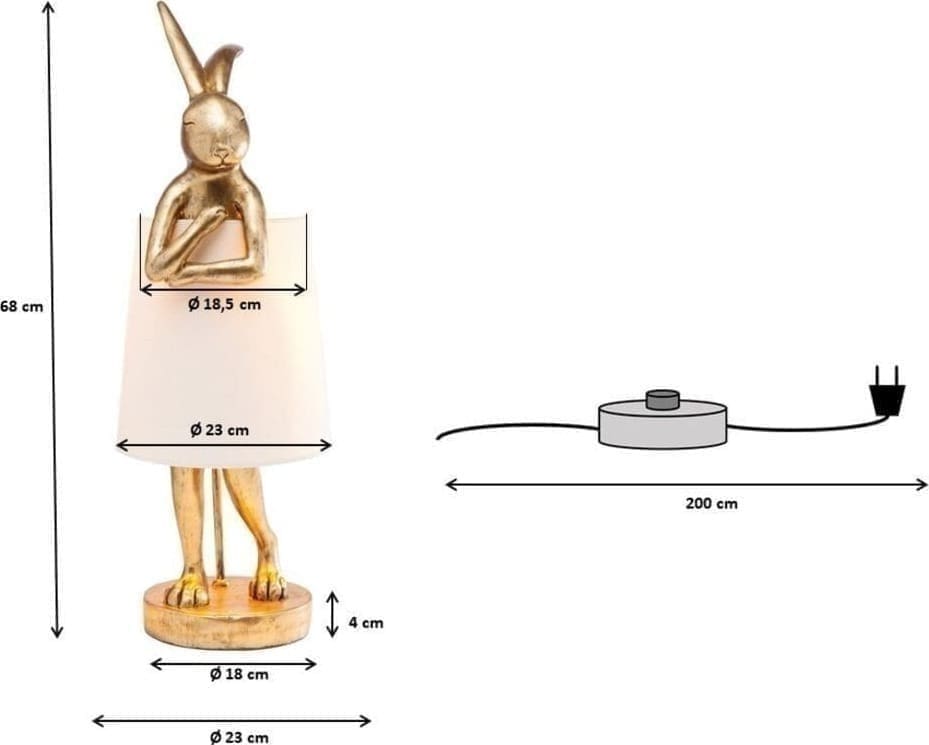 Tafellamp Animal Rabbit Gold/White 68cm Kare Design Tafellamp 61598