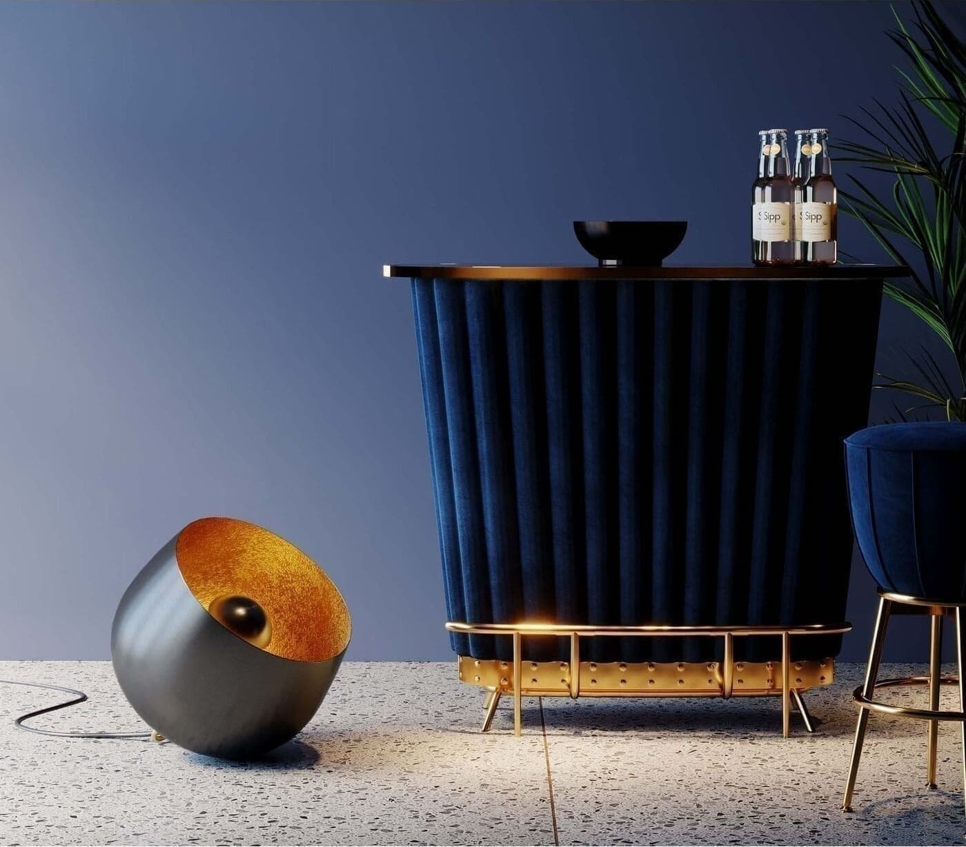 Vloerlamp Apollon Smooth Graphite Ø50cm Kare Design Vloerlamp 54281