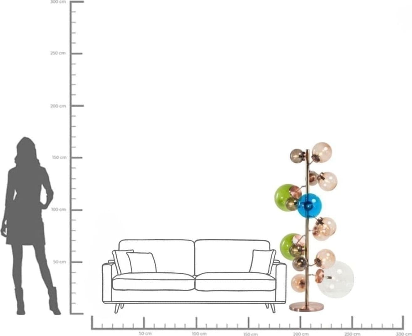 Vloerlamp Baloon Colore 160cm Kare Design Vloerlamp 38316