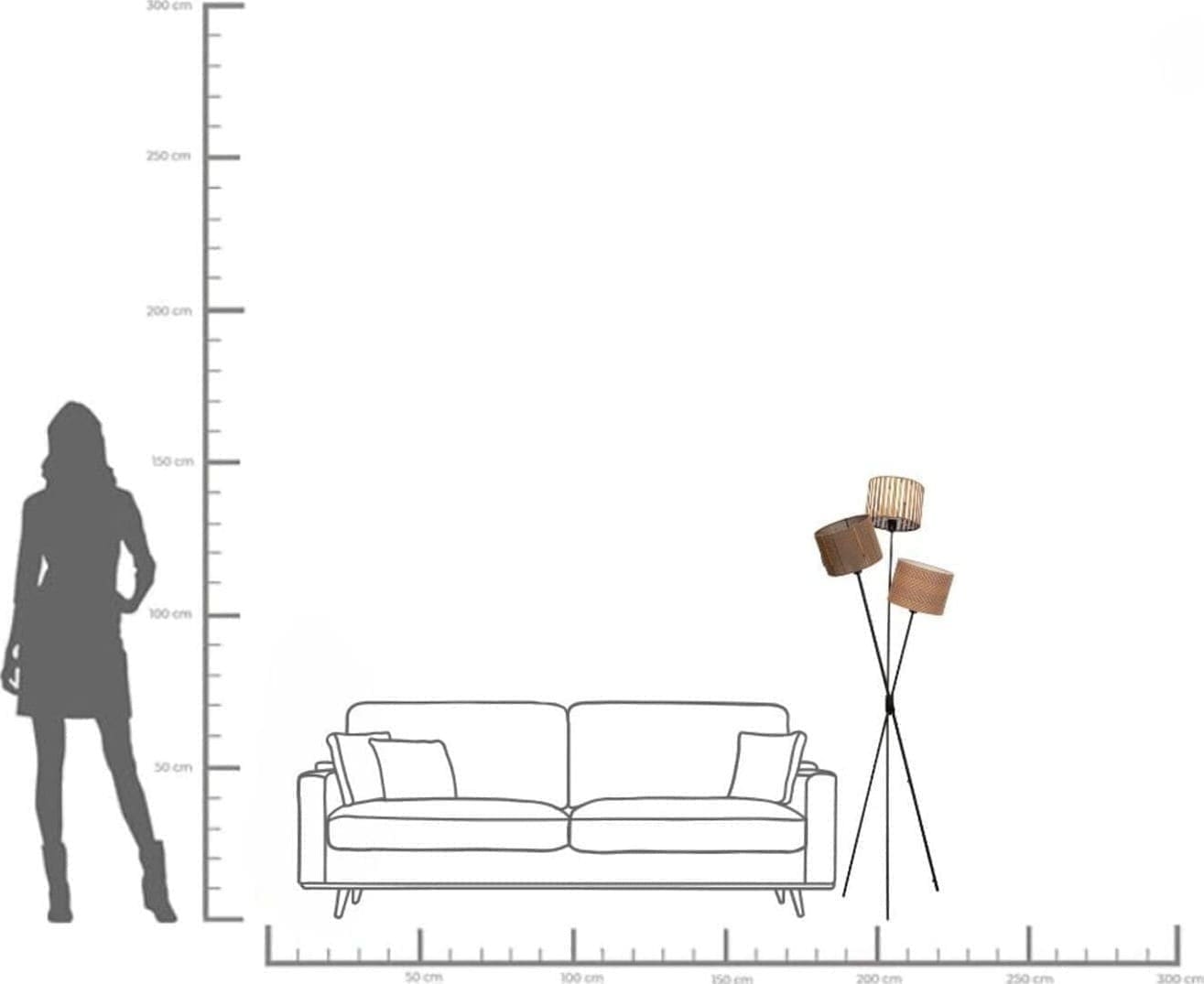 Vloerlamp Cannes Trio 145 cm Kare Design Vloerlamp 56653