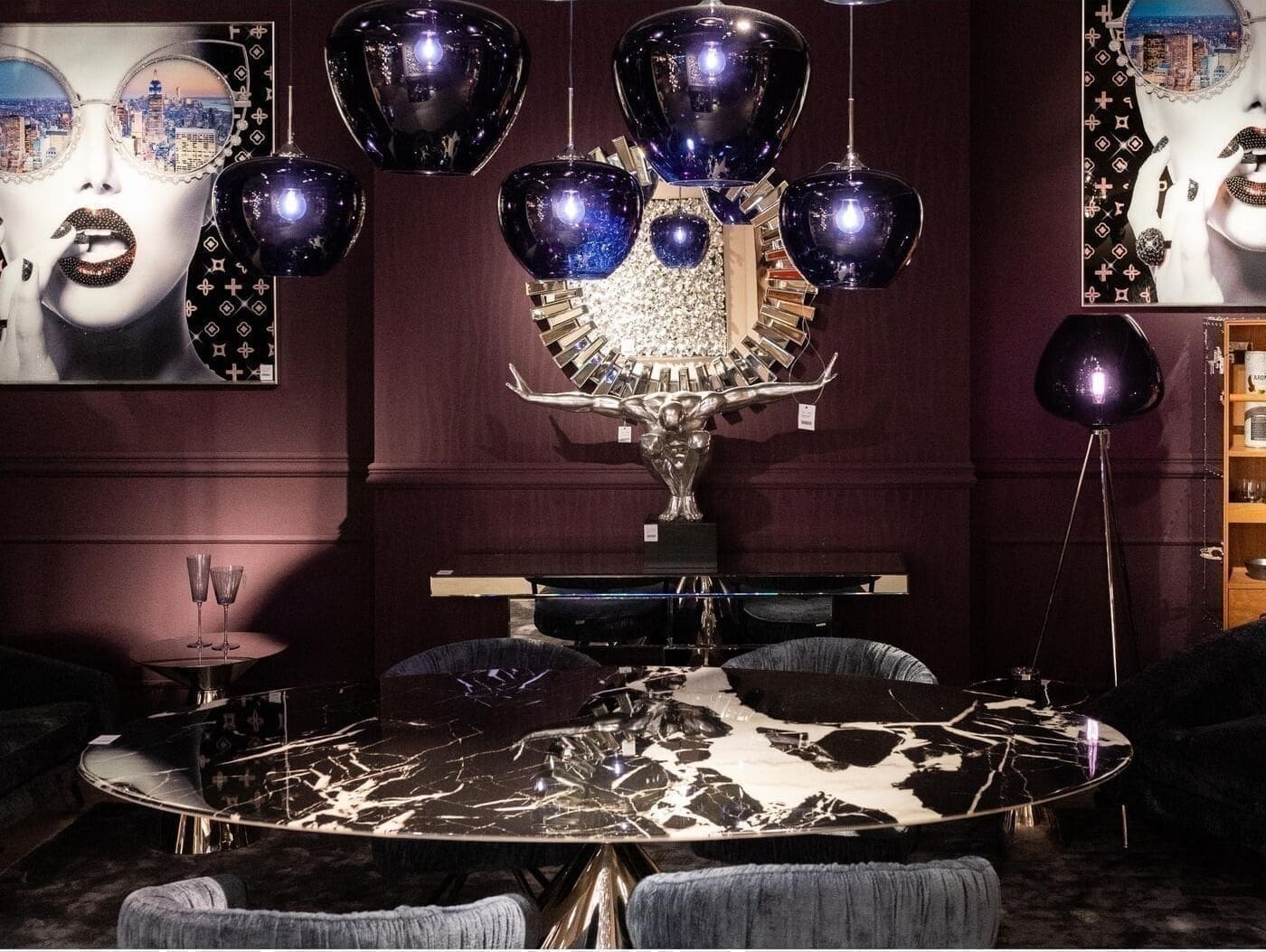 Vloerlamp Sphere Night Blue 146cm Kare Design Vloerlamp 57640