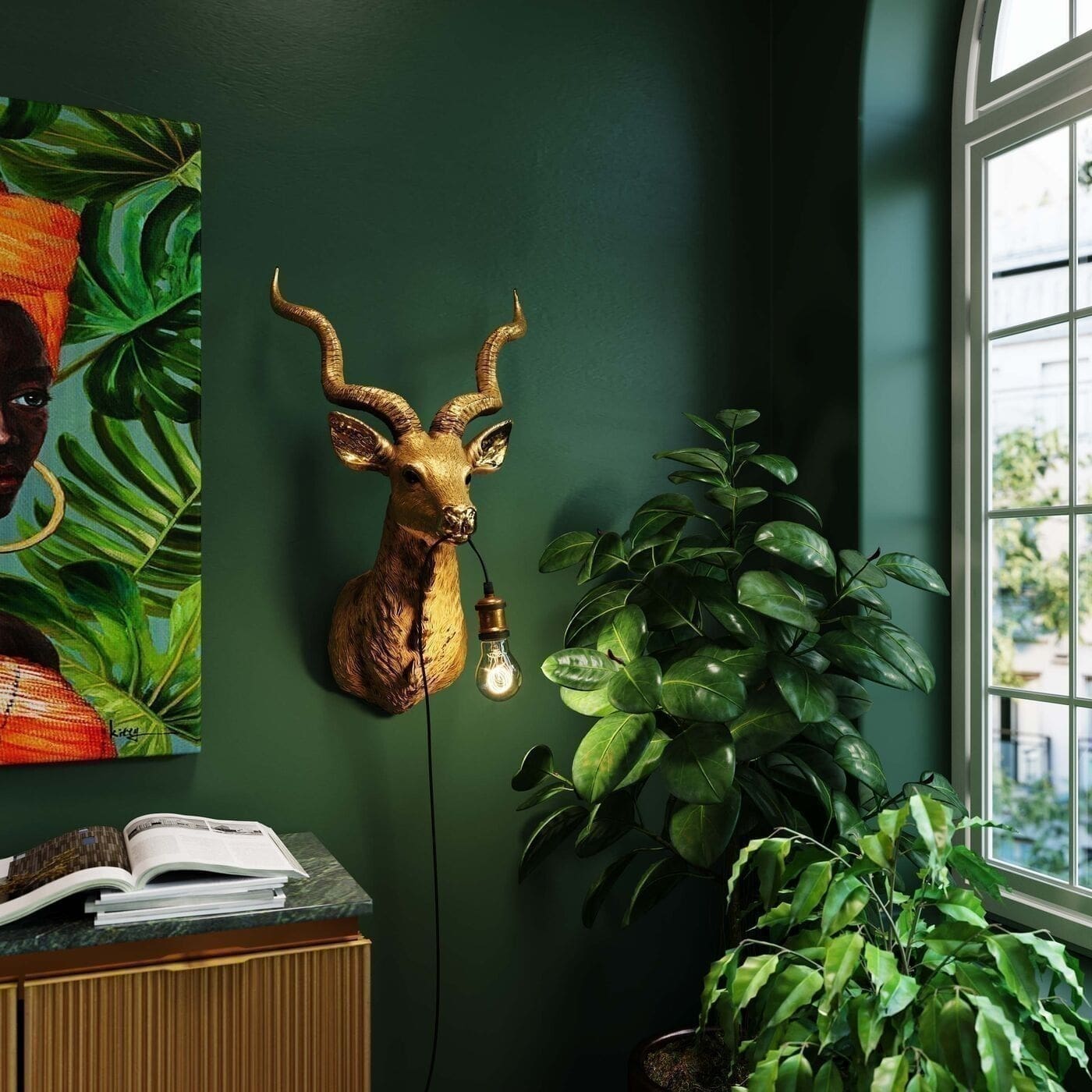 Wandlamp Animal Goat Gold 45x74cm Kare Design Wandlamp 53713