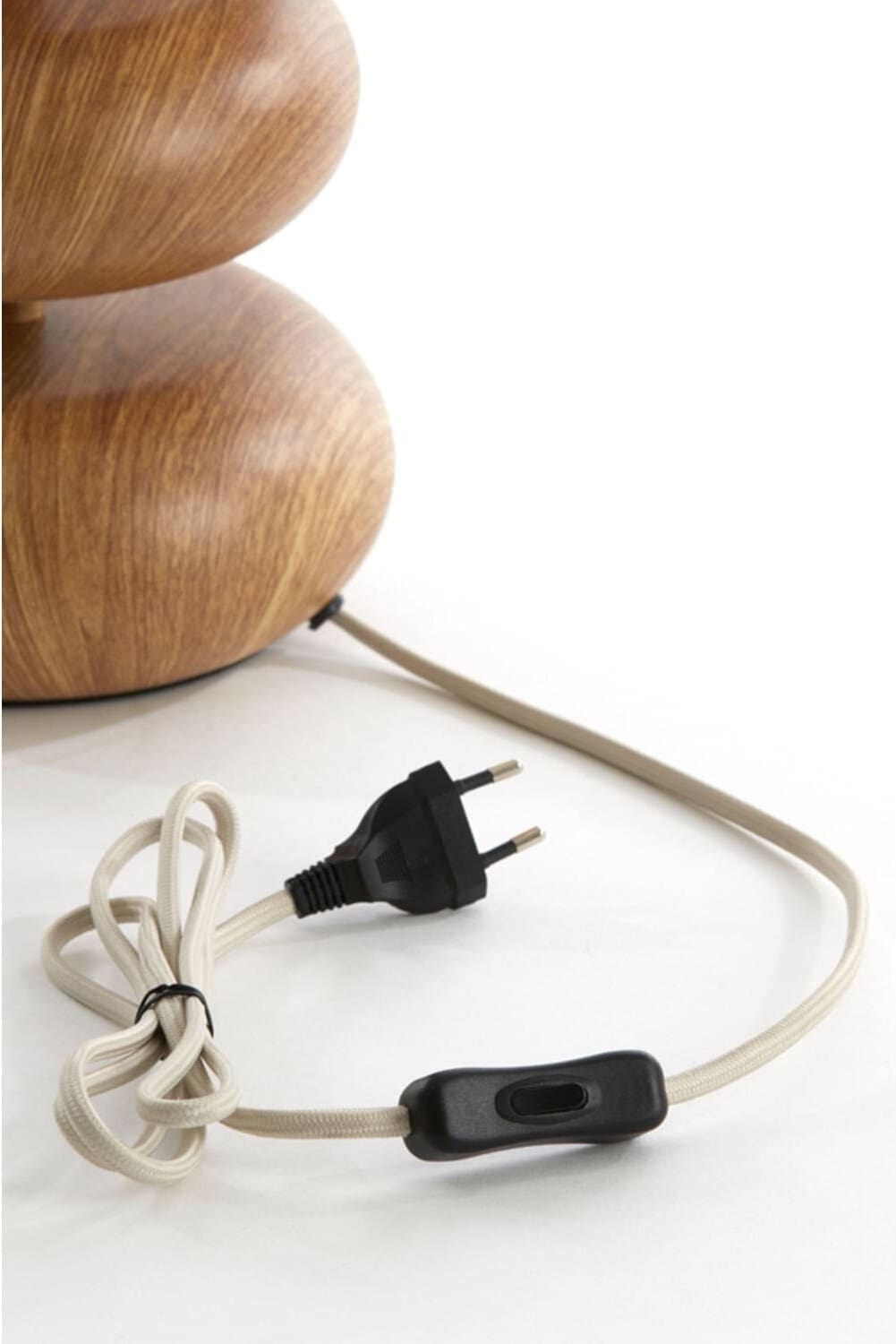 Tafellamp Danialo - Hout Print Naturel+touw Crème Light & Living Tafellamp 1885543