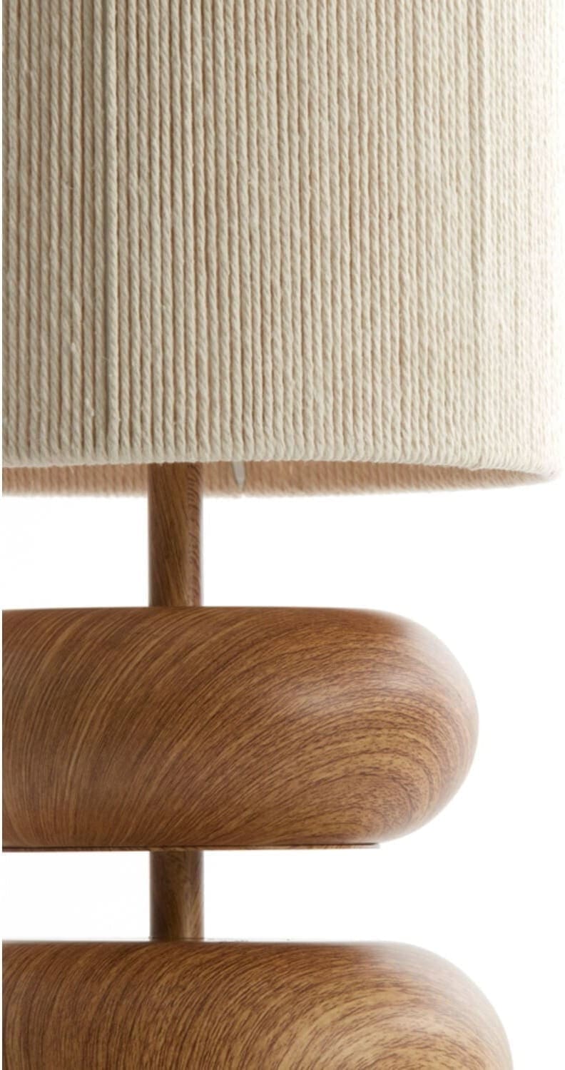 Tafellamp Danialo - Hout Print Naturel+touw Crème Light & Living Tafellamp 1885543
