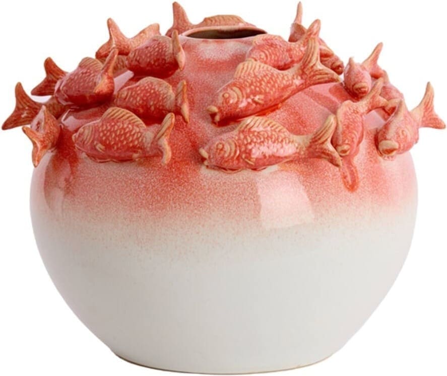 Vaas Fish - Keramiek Koraal+crème Light & Living Vaas 5731237