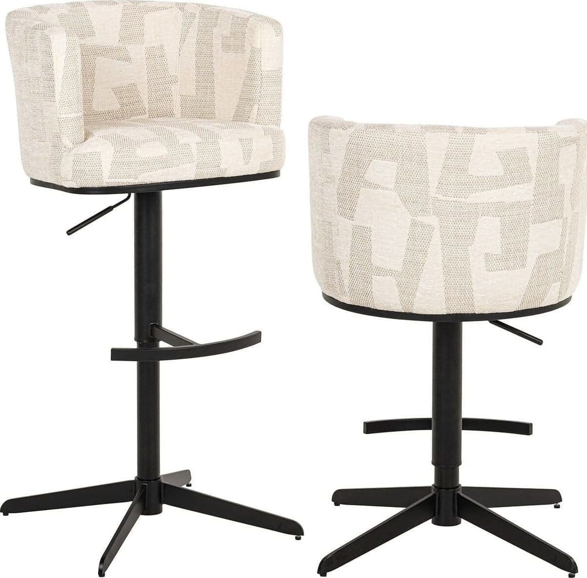 Richmond Interiors Bar/counterstoel Cheyenne beige graffic Beige Barstoel