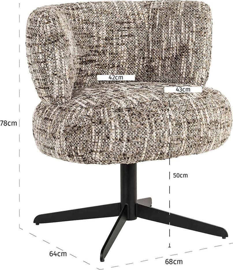 Richmond Interiors Draaistoel Alexis brown omara Bruin Eetkamerstoel