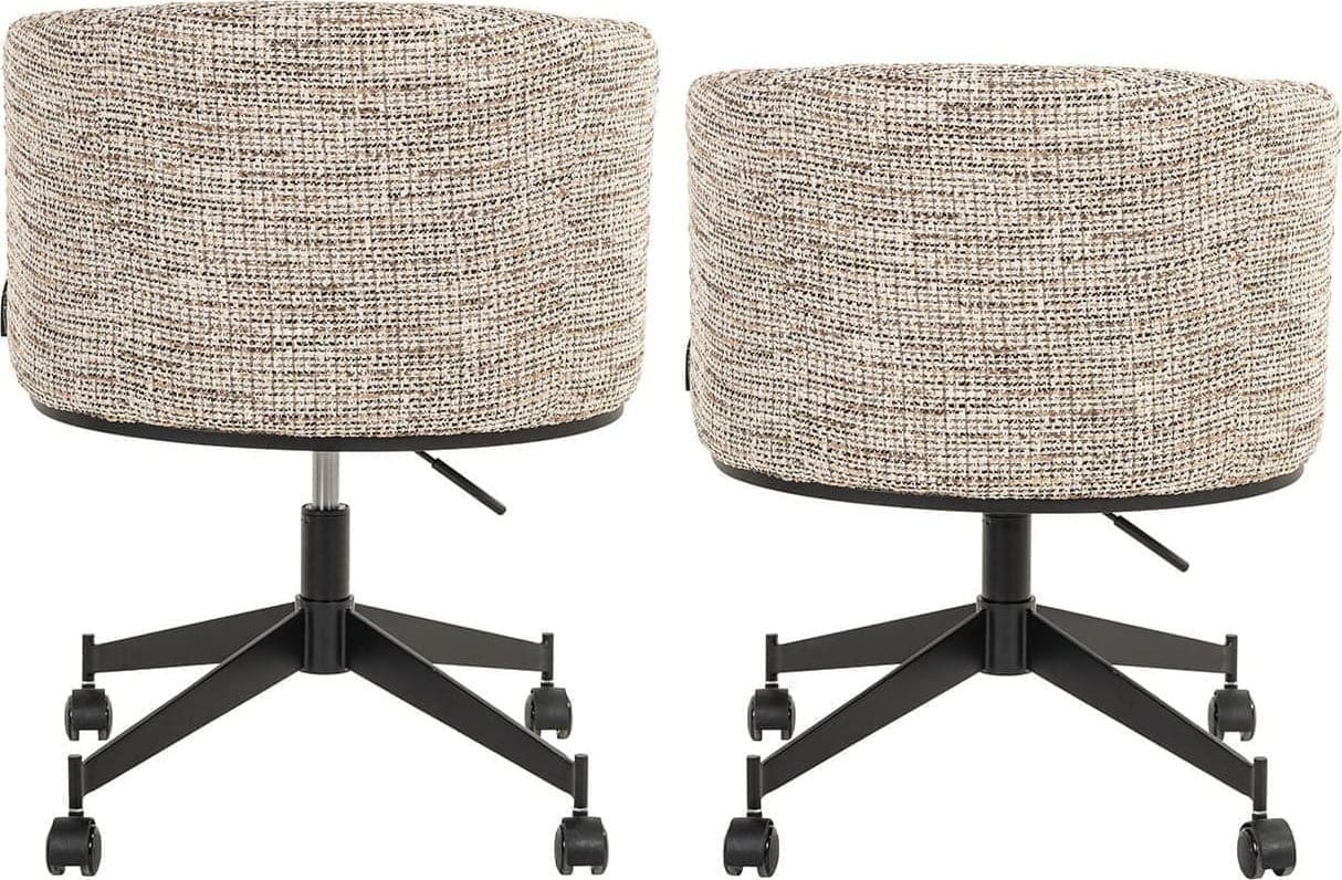 Richmond Interiors Draaistoel Rochenne met wielen trendy nature Eetkamerstoel