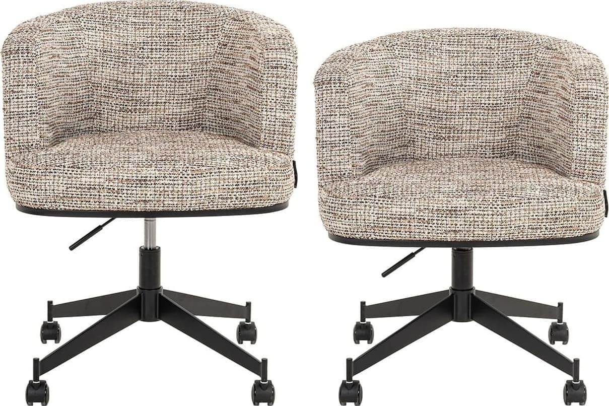 Richmond Interiors Draaistoel Rochenne met wielen trendy nature Eetkamerstoel