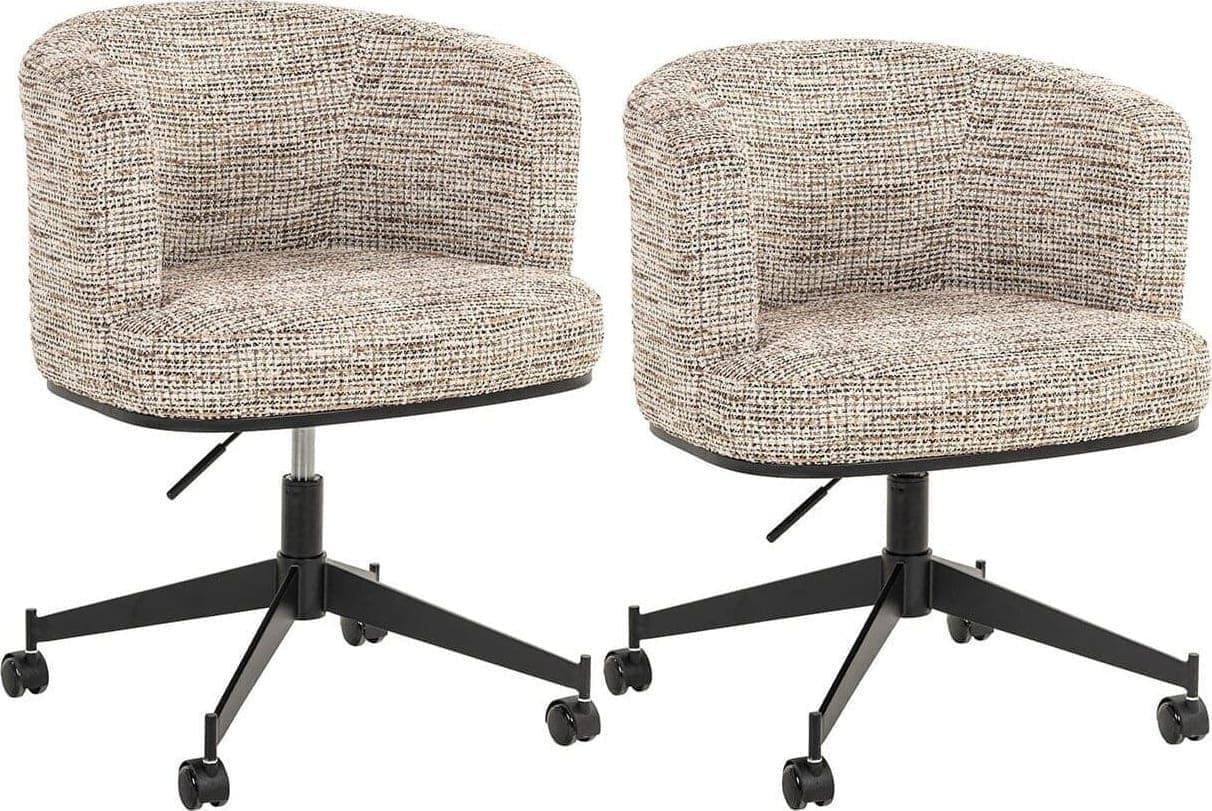 Richmond Interiors Draaistoel Rochenne met wielen trendy nature Eetkamerstoel