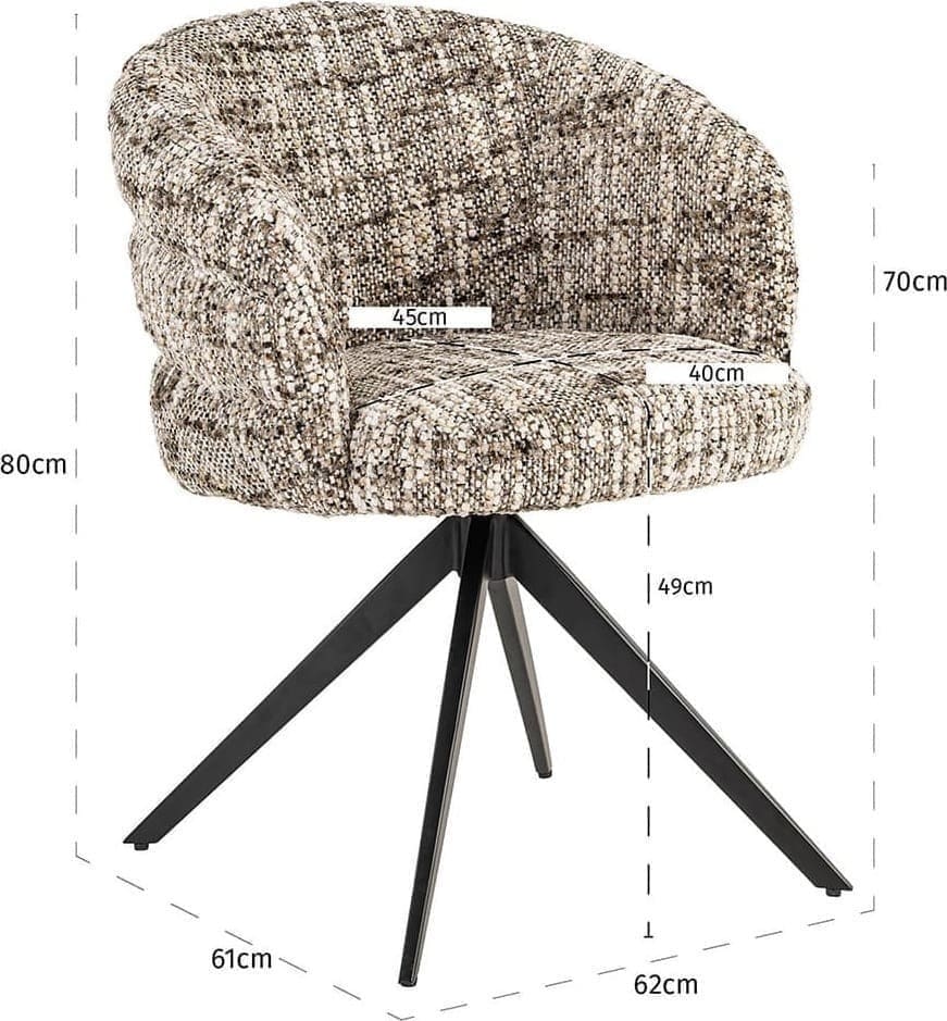 Richmond Interiors Draaistoel Serenity brown omara Bruin Eetkamerstoel