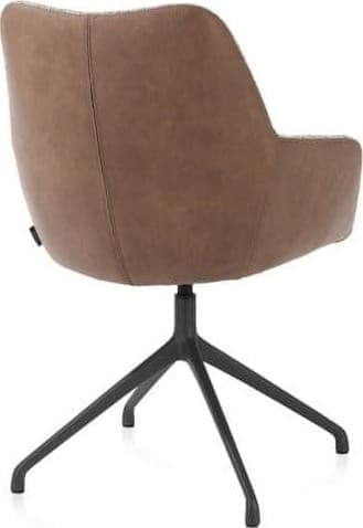 Xooon Mats armstoel aluminium frame 4-poots - draaibaar rough off black - combi Pala cognac + Luton koper Cognac Armstoel