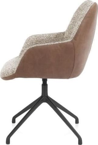 Xooon Mats armstoel aluminium frame 4-poots - draaibaar rough off black - combi Pala cognac + Luton koper Cognac Armstoel