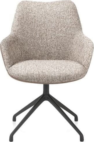 Xooon Mats armstoel aluminium frame 4-poots - draaibaar rough off black - combi Pala cognac + Luton koper Cognac Armstoel