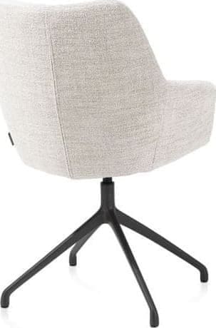Xooon Mats armstoel aluminium frame 4-poots - draaibaar rough off black - stof Luton - creme Beige|Wit Armstoel