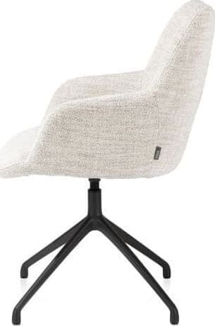 Xooon Mats armstoel aluminium frame 4-poots - draaibaar rough off black - stof Luton - creme Beige|Wit Armstoel