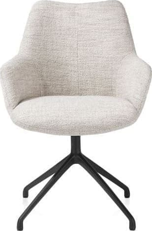 Xooon Mats armstoel aluminium frame 4-poots - draaibaar rough off black - stof Luton - creme Beige|Wit Armstoel