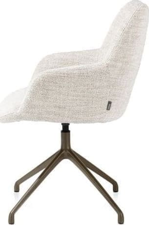 Xooon Mats armstoel aluminium frame 4-poots - draaibaar steelbrown - stof Luton - creme Beige|Wit Armstoel