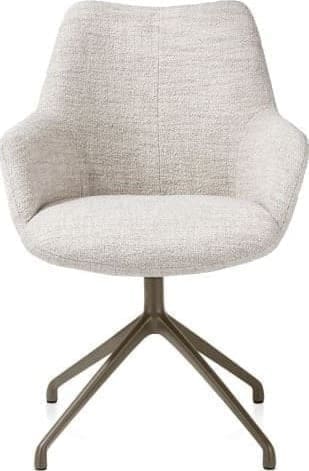 Xooon Mats armstoel aluminium frame 4-poots - draaibaar steelbrown - stof Luton - creme Beige|Wit Armstoel