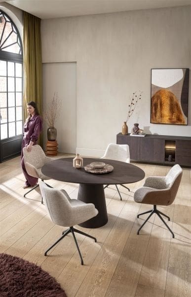 Xooon Mats armstoel aluminium frame 4-poots - draaibaar steelbrown - stof Luton - koper Koper Armstoel