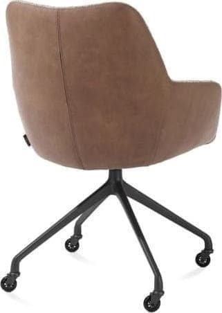 Xooon Mats armstoel aluminium frame wielen rough off black - combi Pala cognac + Luton koper Cognac Armstoel