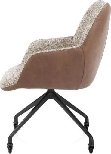 Xooon Mats armstoel aluminium frame wielen rough off black - combi Pala cognac + Luton koper Cognac Armstoel