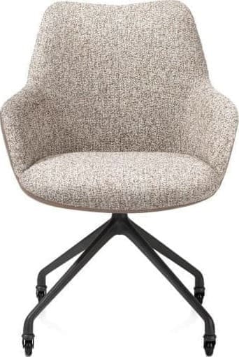 Xooon Mats armstoel aluminium frame wielen rough off black - combi Pala cognac + Luton koper Cognac Armstoel