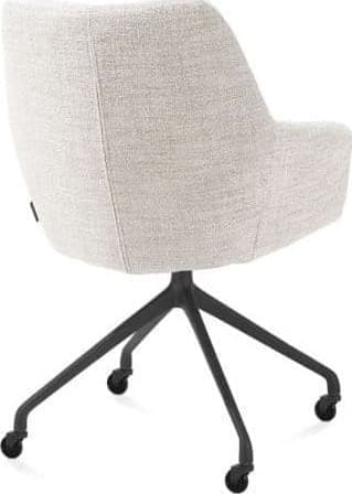 Xooon Mats armstoel aluminium frame wielen rough off black - stof Luton - creme Beige|Wit Armstoel