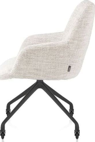 Xooon Mats armstoel aluminium frame wielen rough off black - stof Luton - creme Beige|Wit Armstoel