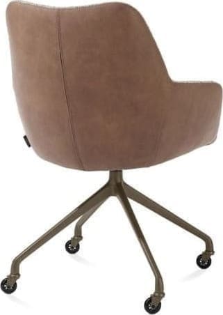 Xooon Mats armstoel aluminium frame wielen steelbrown - combi Pala cognac + Luton koper Cognac Armstoel