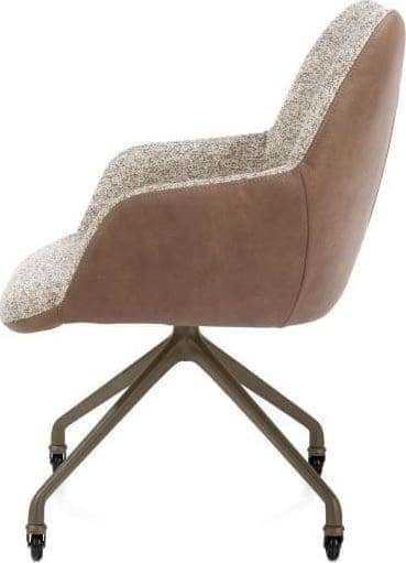 Xooon Mats armstoel aluminium frame wielen steelbrown - combi Pala cognac + Luton koper Cognac Armstoel