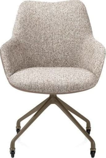 Xooon Mats armstoel aluminium frame wielen steelbrown - combi Pala cognac + Luton koper Cognac Armstoel