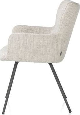 Xooon Sage armstoel 4-pootjes graphiet - stof Luton - creme Beige|Wit Armstoel