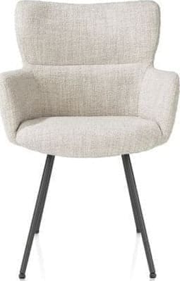 Xooon Sage armstoel 4-pootjes graphiet - stof Luton - creme Beige|Wit Armstoel