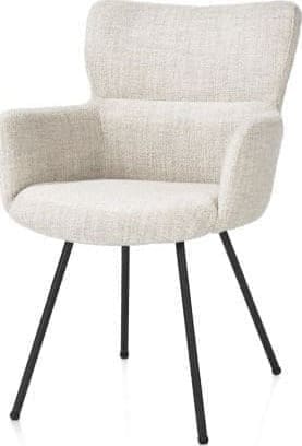 Xooon Sage armstoel 4-pootjes rough off black - stof Luton - creme Beige|Wit Armstoel