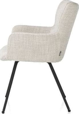 Xooon Sage armstoel 4-pootjes rough off black - stof Luton - creme Beige|Wit Armstoel