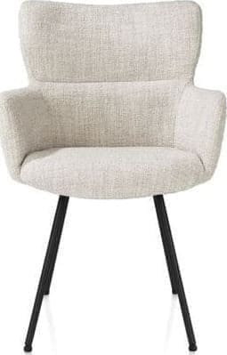 Xooon Sage armstoel 4-pootjes rough off black - stof Luton - creme Beige|Wit Armstoel