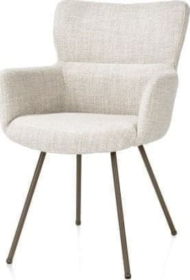 Xooon Sage armstoel 4-pootjes steelbrown - stof Luton - creme Beige|Wit Armstoel