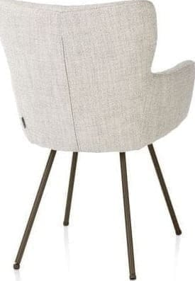 Xooon Sage armstoel 4-pootjes steelbrown - stof Luton - creme Beige|Wit Armstoel