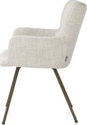 Xooon Sage armstoel 4-pootjes steelbrown - stof Luton - creme Beige|Wit Armstoel