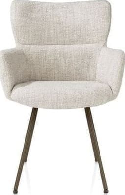 Xooon Sage armstoel 4-pootjes steelbrown - stof Luton - creme Beige|Wit Armstoel