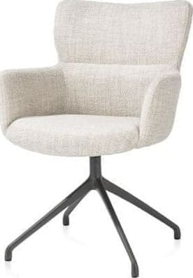 Xooon Sage armstoel draaibaar - graphiet - stof Luton - creme Beige|Wit Armstoel