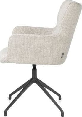 Xooon Sage armstoel draaibaar - graphiet - stof Luton - creme Beige|Wit Armstoel