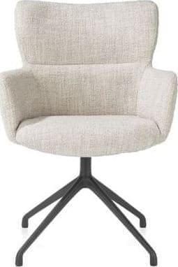 Xooon Sage armstoel draaibaar - graphiet - stof Luton - creme Beige|Wit Armstoel