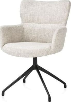 Xooon Sage armstoel draaibaar - rough off black - stof Luton - creme Beige|Wit Armstoel