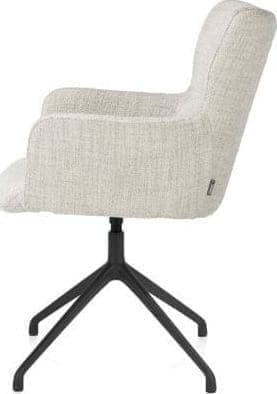 Xooon Sage armstoel draaibaar - rough off black - stof Luton - creme Beige|Wit Armstoel