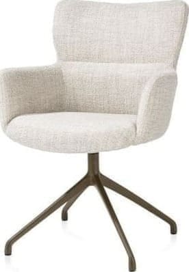 Xooon Sage armstoel draaibaar - steelbrown - stof Luton - creme Beige|Wit Armstoel
