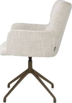 Xooon Sage armstoel draaibaar - steelbrown - stof Luton - creme Beige|Wit Armstoel