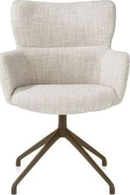 Xooon Sage armstoel draaibaar - steelbrown - stof Luton - creme Beige|Wit Armstoel