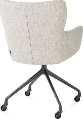 Xooon Sage armstoel + wielen - alu frame in graphiet - stof Luton - creme Beige|Wit Armstoel